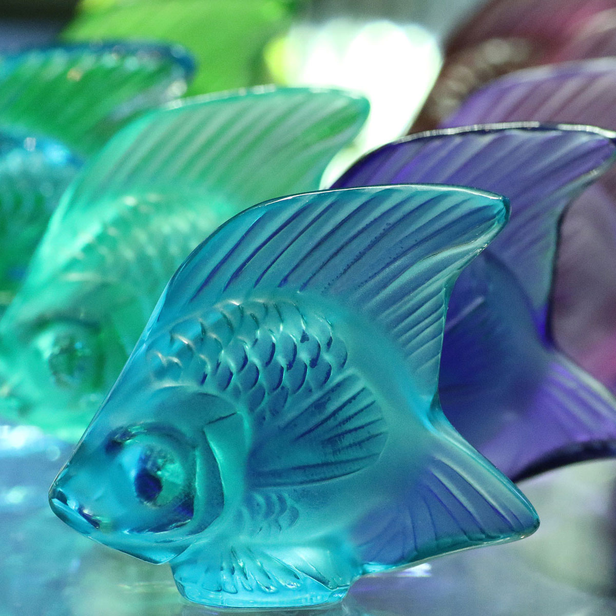 Lalique Pale Turquoise Fish Sculpture